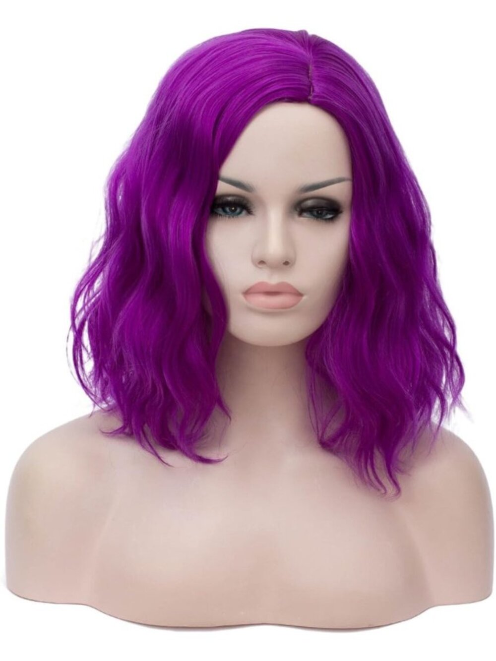 Short Bob Wavy Curly Dark Purple Wig for Women | Heat Resistant Cosplay & Party